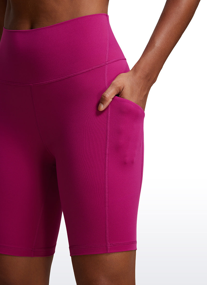 CRZ YOGA Quần short yoga nữ cạp cao kiểu biker, có túi kiểu “ Butterluxe ”, dài 8 inch, màu tím magenta