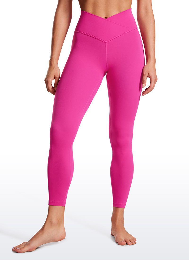 CRZ YOGA Quần legging yoga nữ cạp cao kiểu " Butterluxe " dài 25 inch, thiết kế thắt lưng chữ V chéo, màu tím hoa dâm bụt