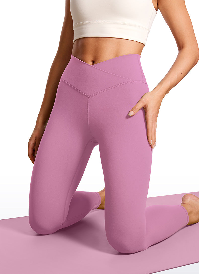 CRZ YOGA - Quần legging yoga nữ cạp cao kiểu " Butterluxe " dài 25 inch, thiết kế thắt lưng chữ V chéo, màu Velvet Dust