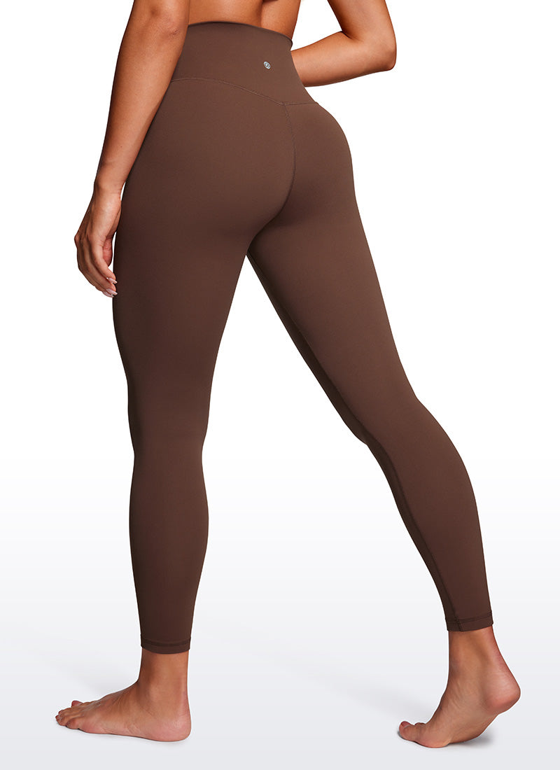 CRZ YOGA Quần legging yoga nữ cạp cao kiểu " Butterluxe " dài 25 inch, thiết kế thắt lưng chữ V chéo, màu nâu cà phê