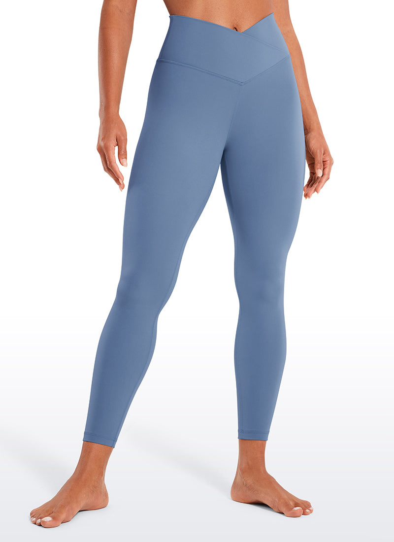 CRZ YOGA Quần legging yoga nữ cạp cao kiểu " Butterluxe " 25'' với đường viền eo hình chữ V màu xanh Oasis