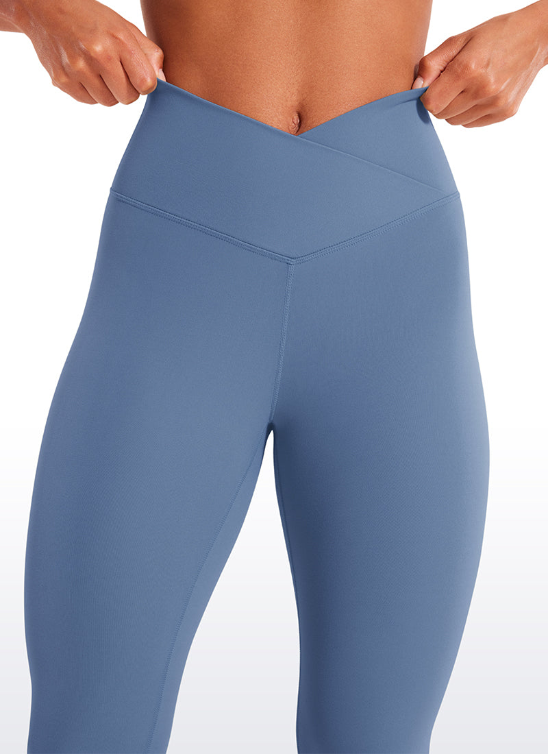 CRZ YOGA Quần legging yoga nữ cạp cao kiểu " Butterluxe " 25'' với đường viền eo hình chữ V màu xanh Oasis