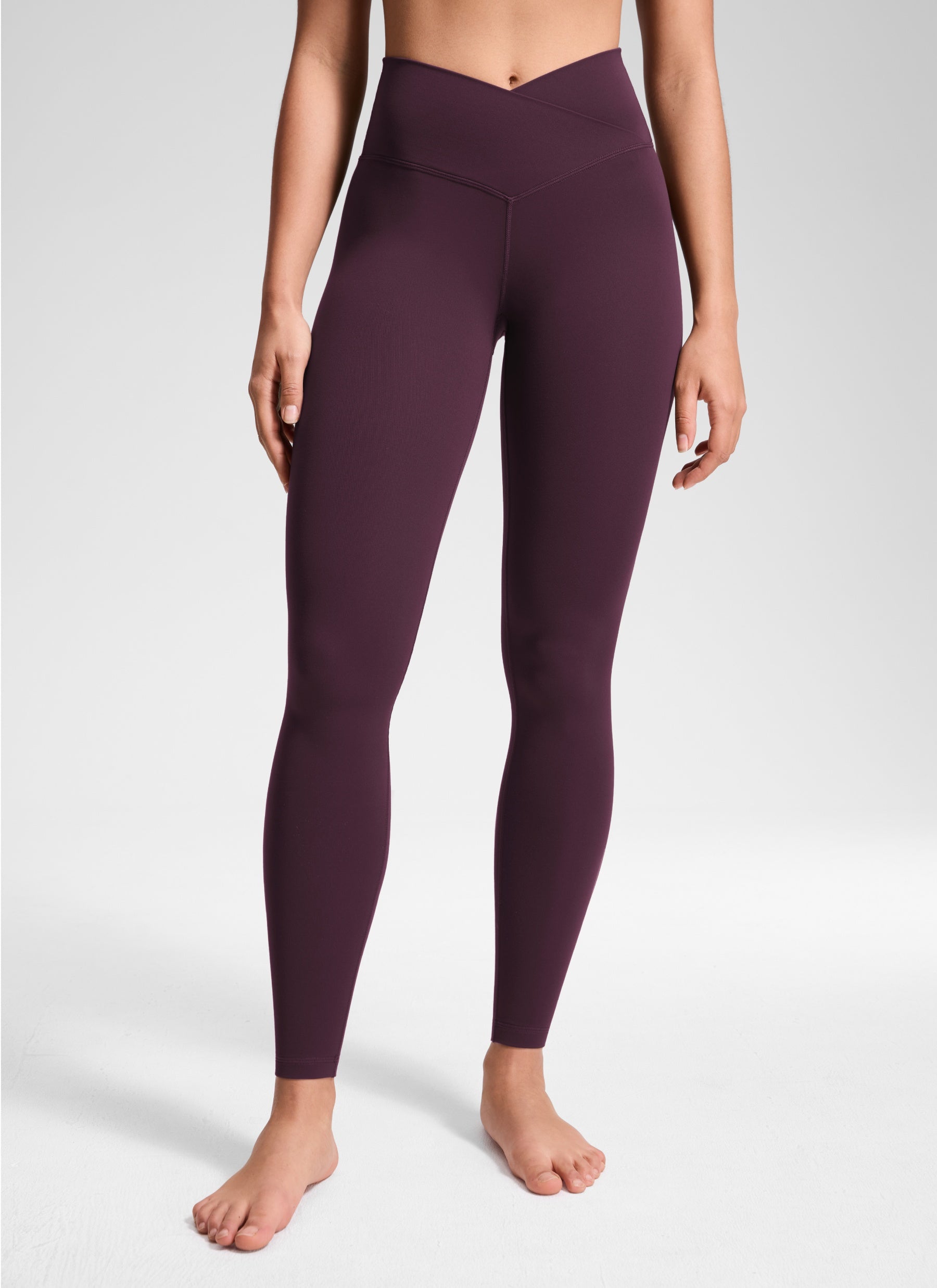 CRZ YOGA Quần legging yoga nữ cạp cao kiểu " Butterluxe " 28'' với đường viền eo hình chữ V màu tím đậm
