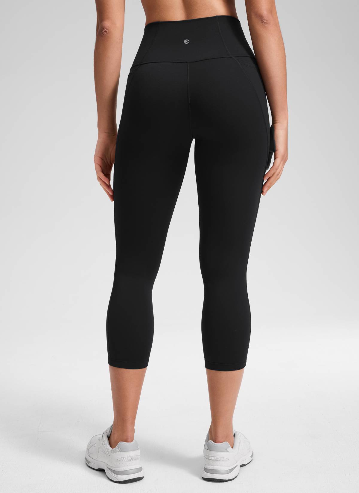 CRZ YOGA Quần capri yoga nữ cạp cao kiểu " Butterluxe " có túi, dài 21 inch, màu đen