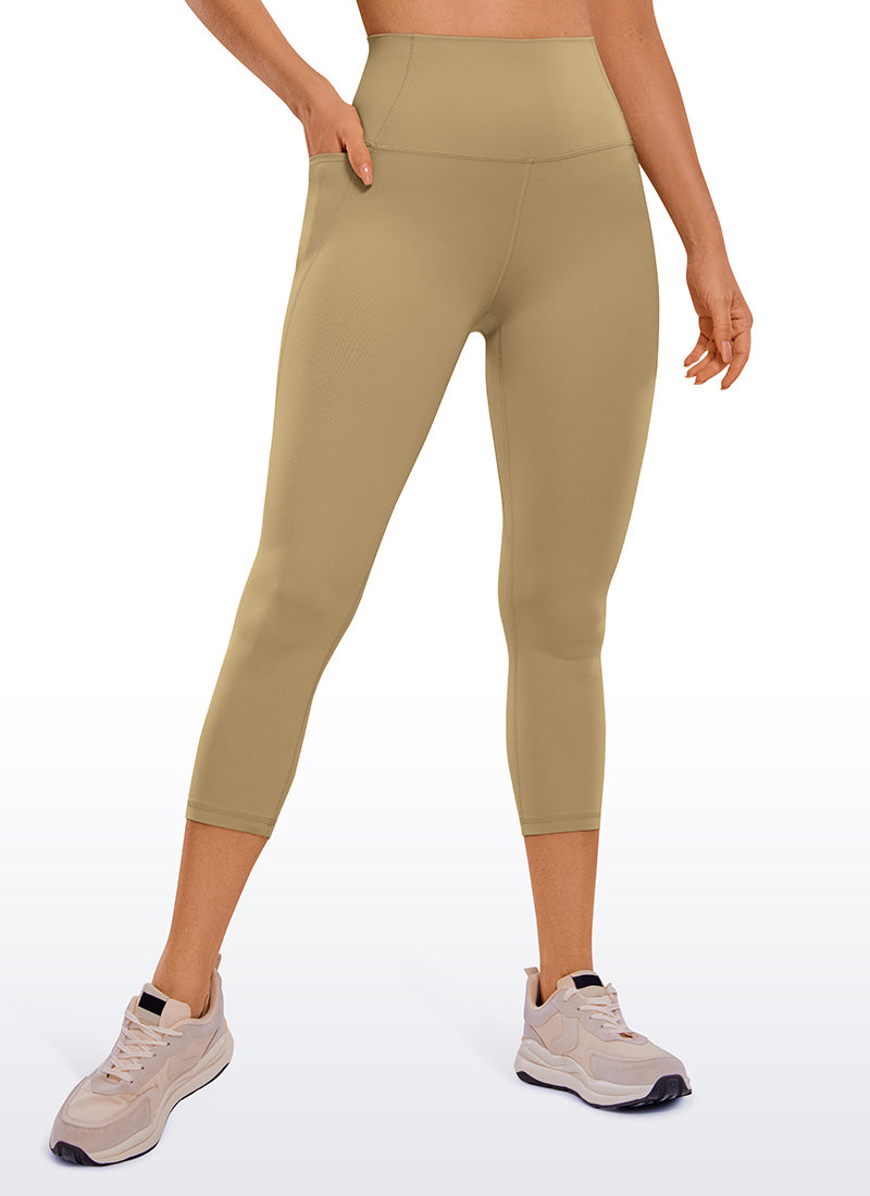 CRZ YOGA Quần capri yoga nữ cạp cao kiểu " Butterluxe " có túi, dài 21 inch, màu Soul Brown