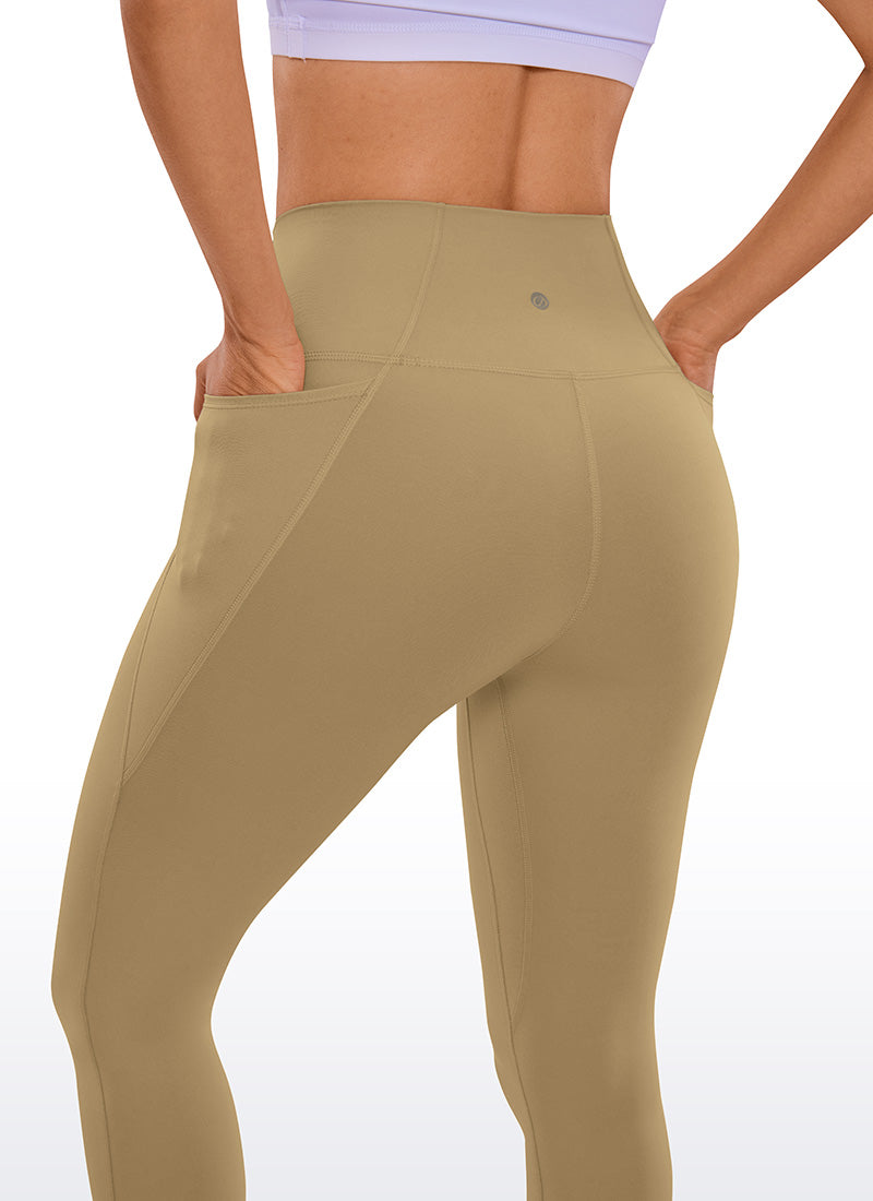 CRZ YOGA Quần capri yoga nữ cạp cao kiểu " Butterluxe " có túi, dài 21 inch, màu Soul Brown