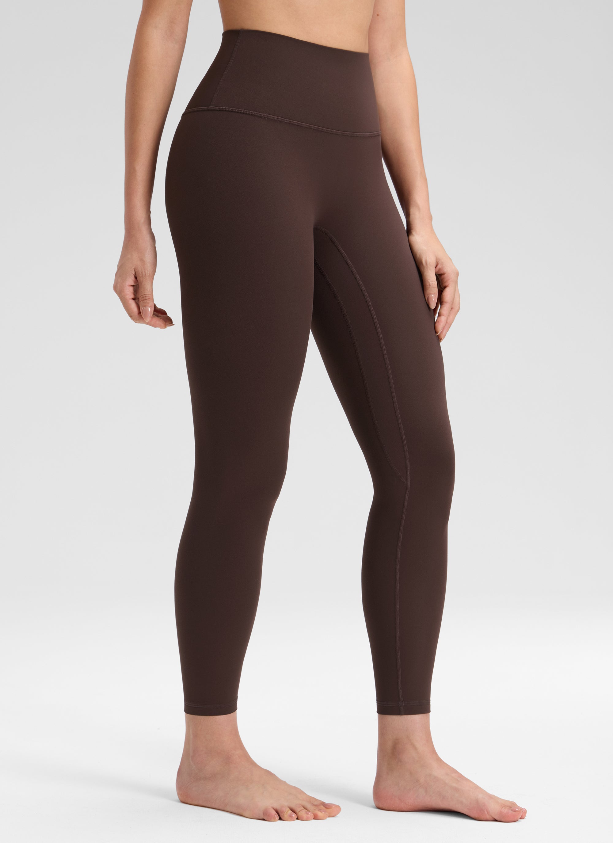 CRZ YOGA Quần legging yoga nữ cạp cao không đường may phía trước " Butterluxe " 25'' Màu nâu sô-cô-la nóng