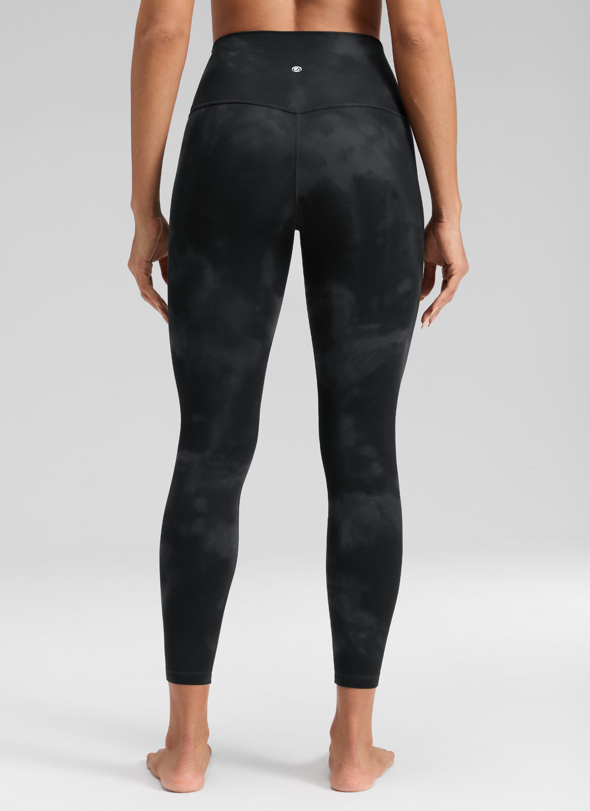 CRZ YOGA Quần legging yoga cạp cao dành cho nữ " Butterluxe " không đường may phía trước, dài 25 inch, màu đen in hoa kiểu tie-dye