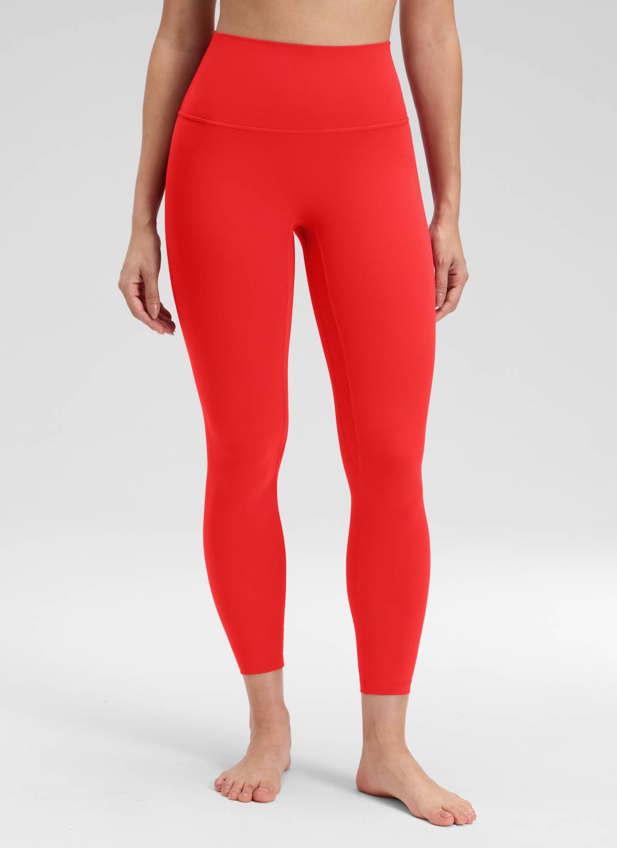 CRZ YOGA - Quần legging yoga nữ kiểu cạp cao không đường may phía trước, thiết kế " Butterluxe ", chiều dài 25 inch, màu đỏ đậm