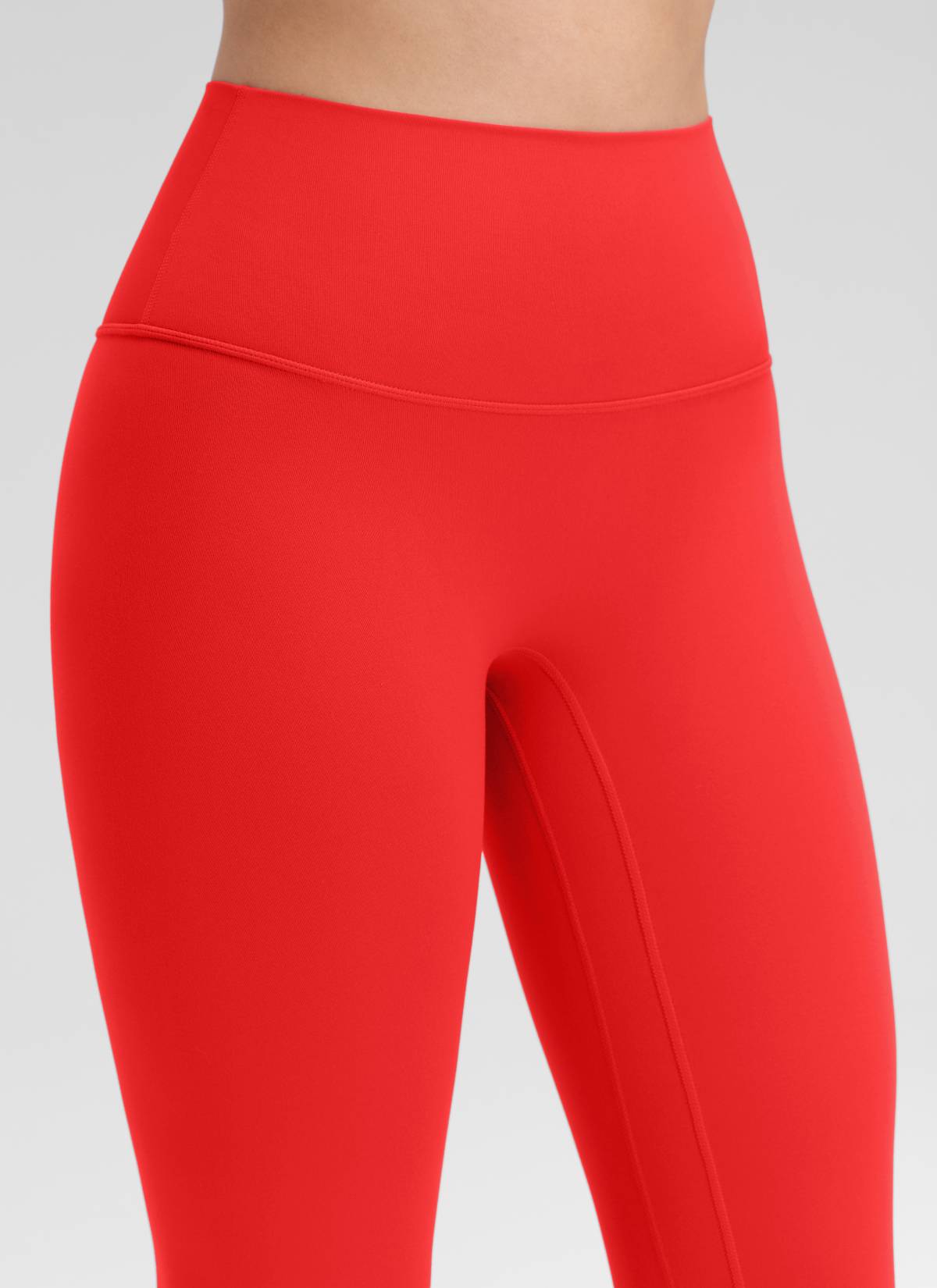 CRZ YOGA - Quần legging yoga nữ kiểu cạp cao không đường may phía trước, thiết kế " Butterluxe ", chiều dài 25 inch, màu đỏ đậm