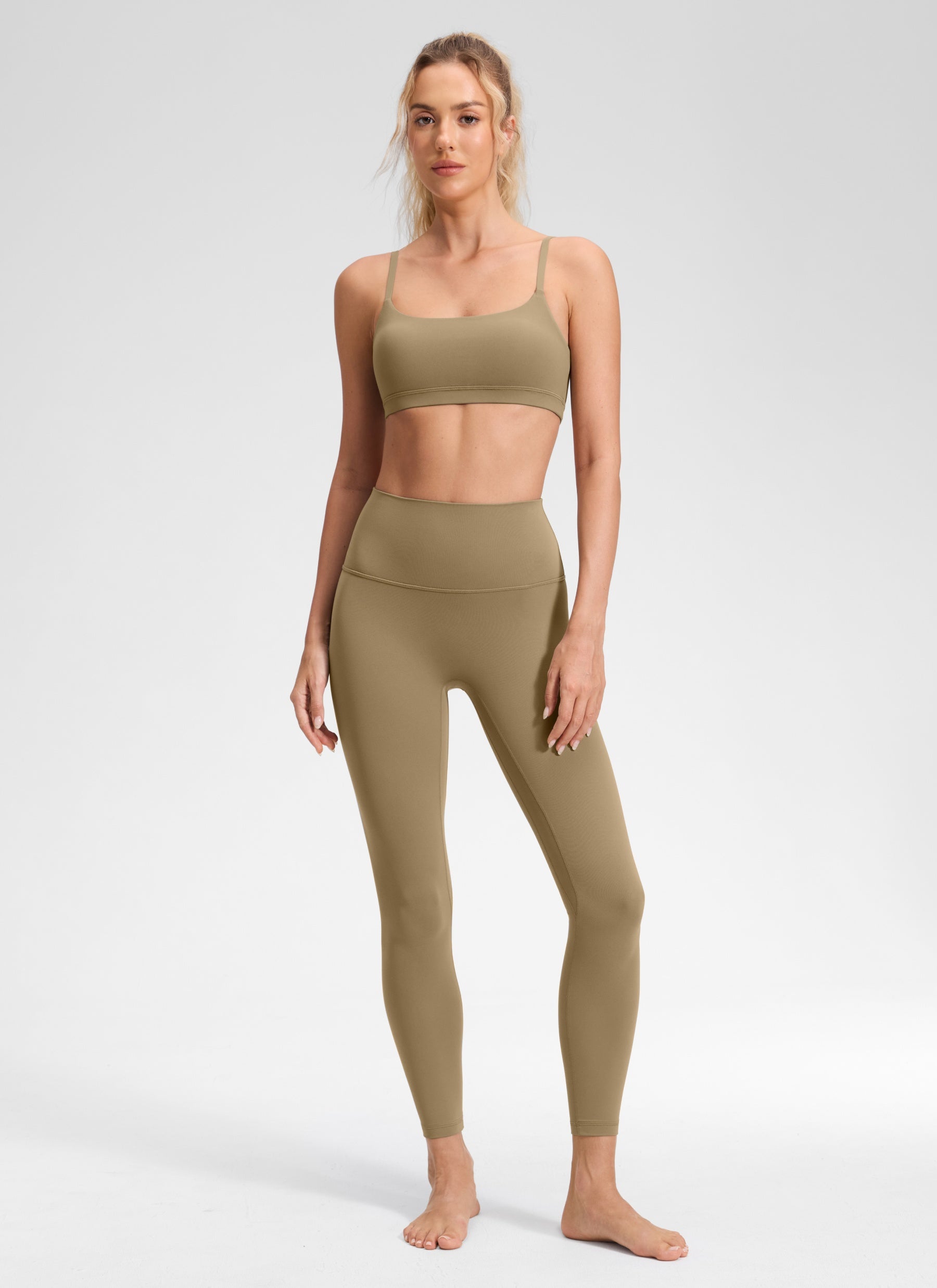 CRZ YOGA Quần legging yoga cao cạp dành cho nữ, không đường may phía trước, kiểu " Butterluxe ", chiều dài 25 inch, màu Soul Brown