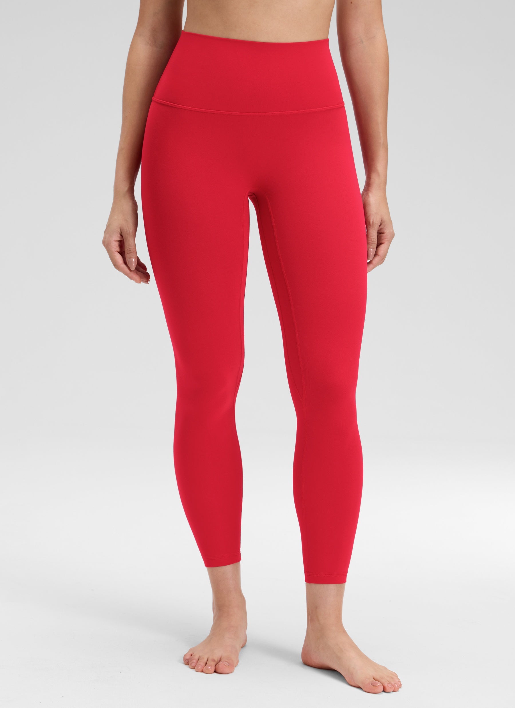 CRZ YOGA - Quần legging yoga nữ cạp cao không đường may phía trước, kiểu " Butterluxe ", chiều dài 25 inch, màu đỏ son