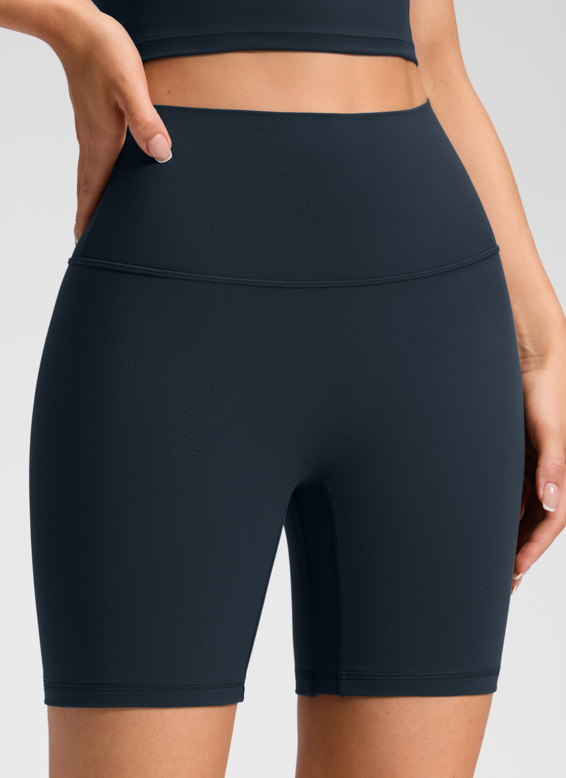CRZ YOGA Quần short yoga cạp cao dành cho nữ " Butterluxe " không đường may phía trước, cỡ 6