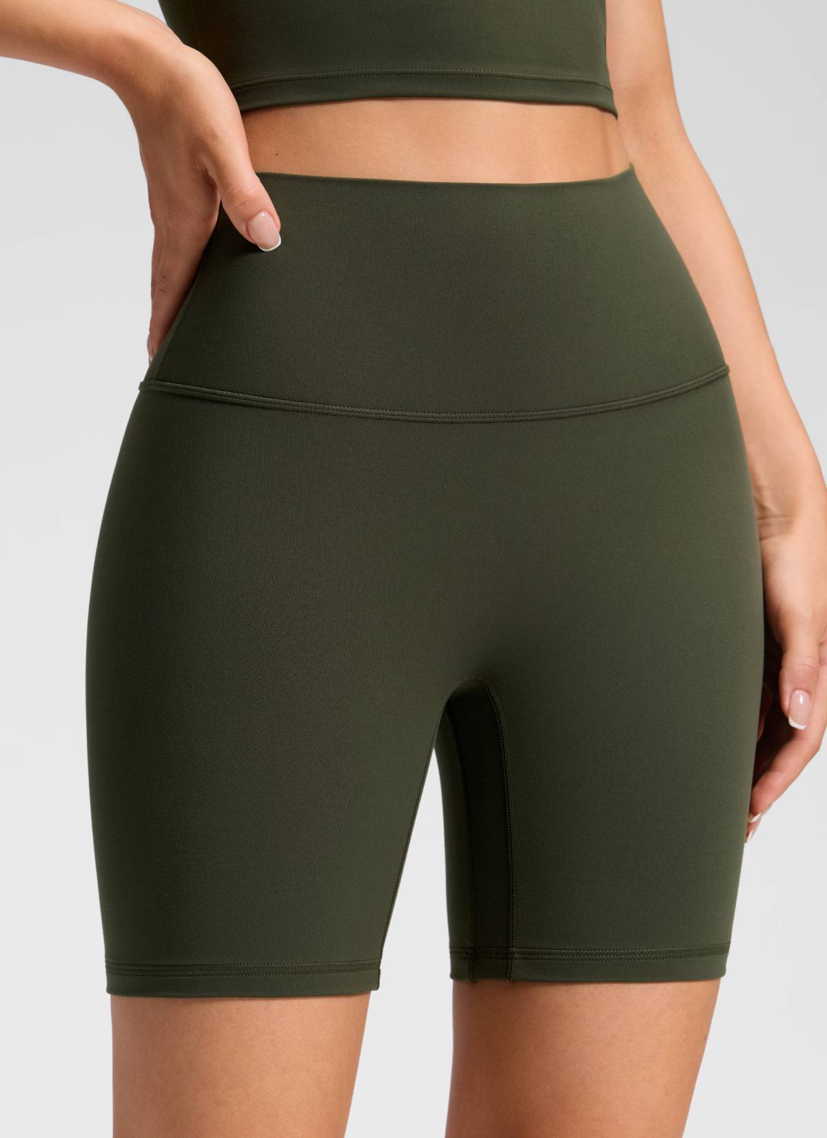 CRZ YOGA Quần short yoga cạp cao dành cho nữ " Butterluxe " không đường may phía trước, cỡ 6
