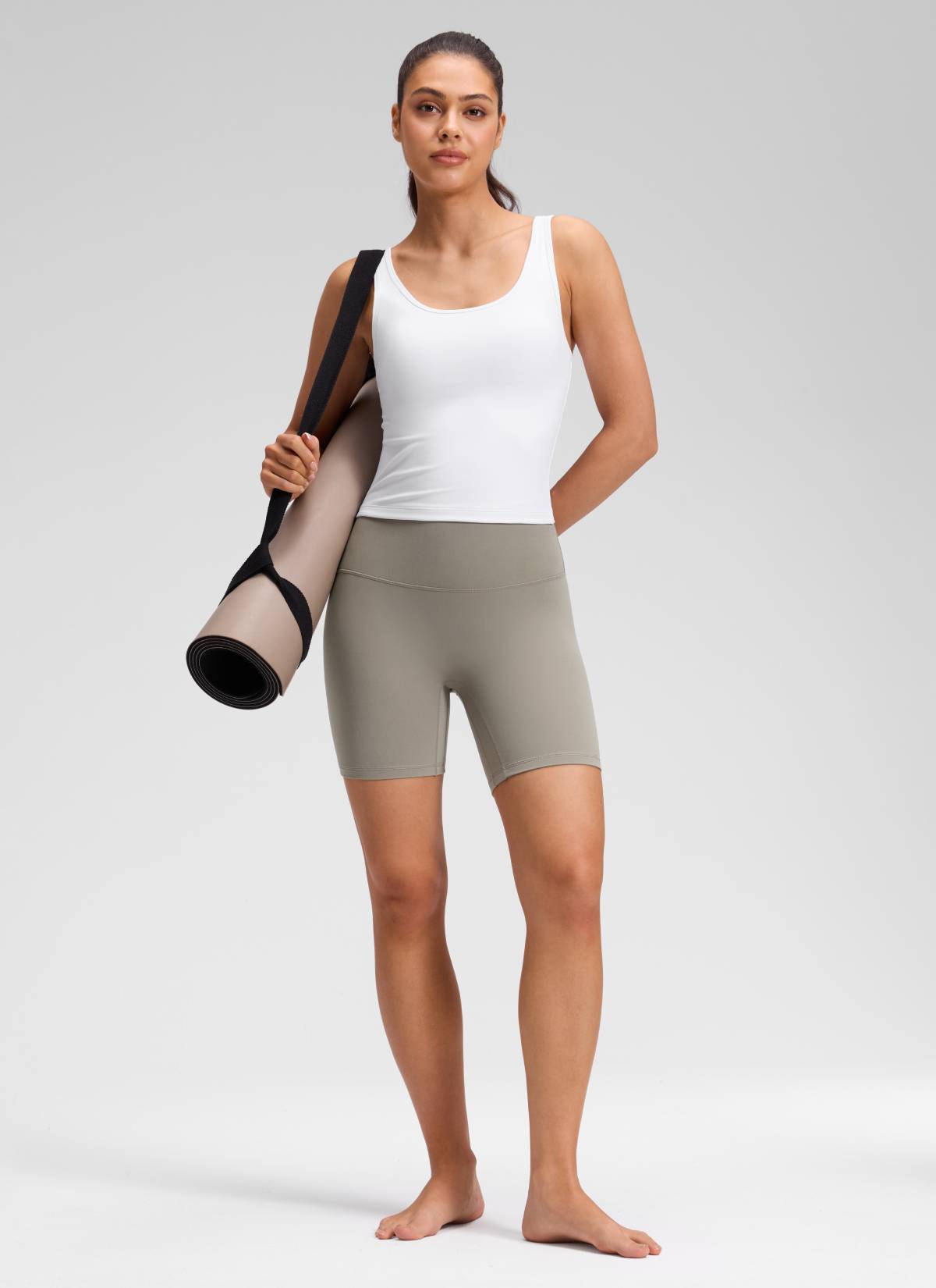 CRZ YOGA Quần short yoga cạp cao dành cho nữ " Butterluxe " không đường may phía trước, cỡ 6