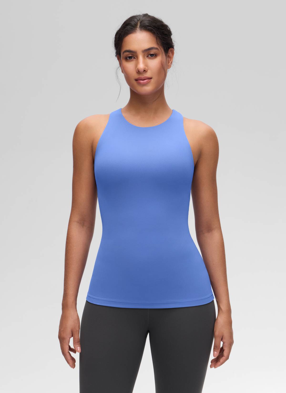 Áo thun yoga nữ CRZ YOGA kiểu ôm sát, cổ cao, lưng khoét sâu, màu chàm hoang dã, thuộc bộ sưu tập “ Butterluxe ”