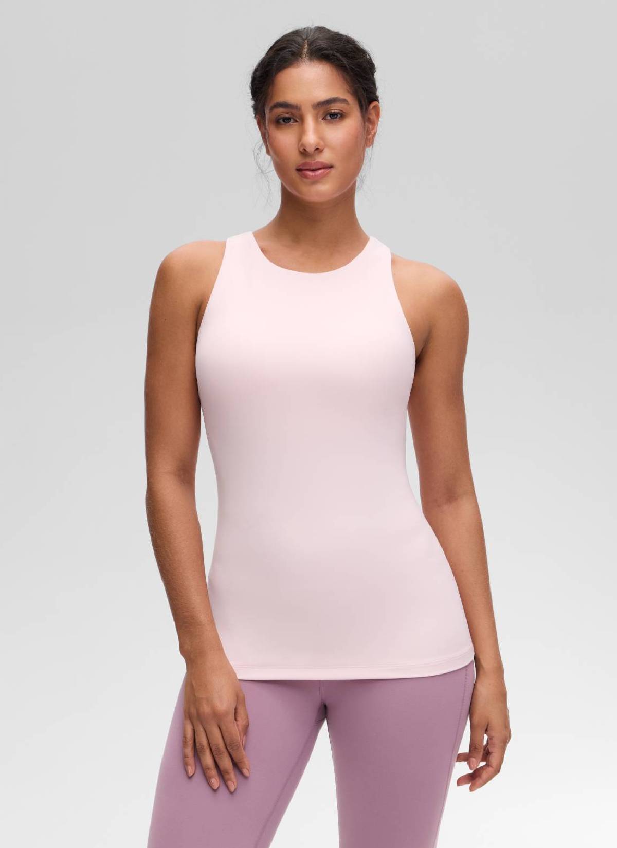 Áo thun yoga nữ CRZ YOGA kiểu ôm sát, cổ cao, lưng khoét sâu, in hình " Butterluxe ", màu hồng dâu tây