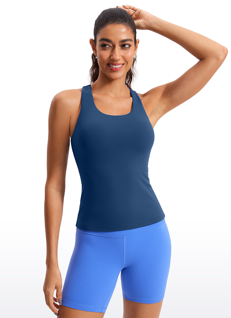 Áo thun yoga ôm sát dành cho nữ CRZ YOGA - Mẫu áo ba lỗ có áo lót tích hợp " Butterluxe " - Màu xanh hải quân Pháp