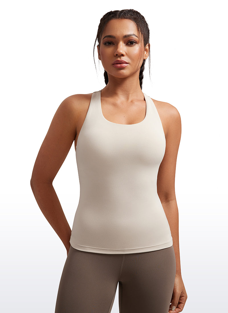 Áo thun yoga ôm sát dành cho nữ CRZ YOGA - Mẫu áo ba lỗ có áo lót tích hợp " Butterluxe " màu Mojave Tan