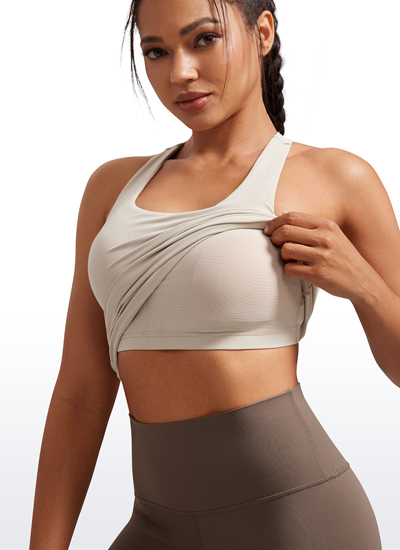 Áo thun yoga ôm sát dành cho nữ CRZ YOGA - Mẫu áo ba lỗ có áo lót tích hợp " Butterluxe " màu Mojave Tan