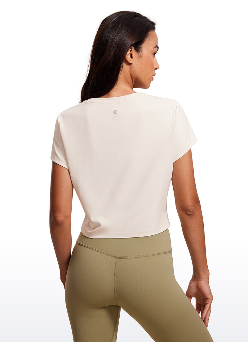 Áo thun yoga nữ CRZ YOGA kiểu dáng cổ điển “ Butterluxe ” tay ngắn, màu trắng và màu mơ