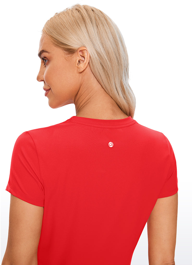 Áo thun yoga nữ CRZ YOGA kiểu dáng cổ điển, họa tiết “ Butterluxe ”, tay ngắn, dáng cropped, màu đỏ đậm