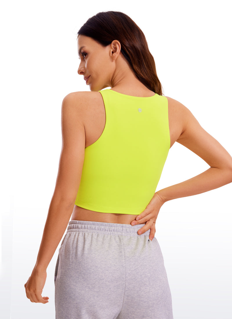 Áo thun không tay ôm sát dành cho nữ CRZ YOGA chất liệu Butterluxe, kiểu lưng bơi, dáng ngắn, màu vàng neon