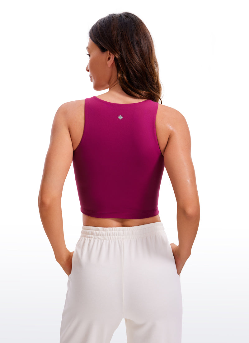 Áo thun không tay CRZ YOGA dành cho nữ, ôm sát cơ thể, chất liệu Butterluxe, kiểu lưng bơi, dáng ngắn, màu tím magenta