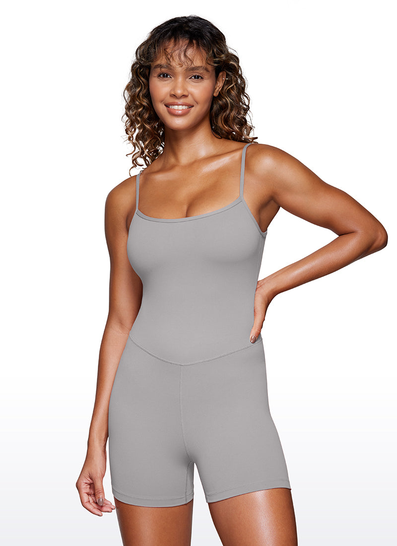 CRZ YOGA Women's Yoga Tight Fit Romper Shorts Bodysuit Jumpsuits Gull Gray