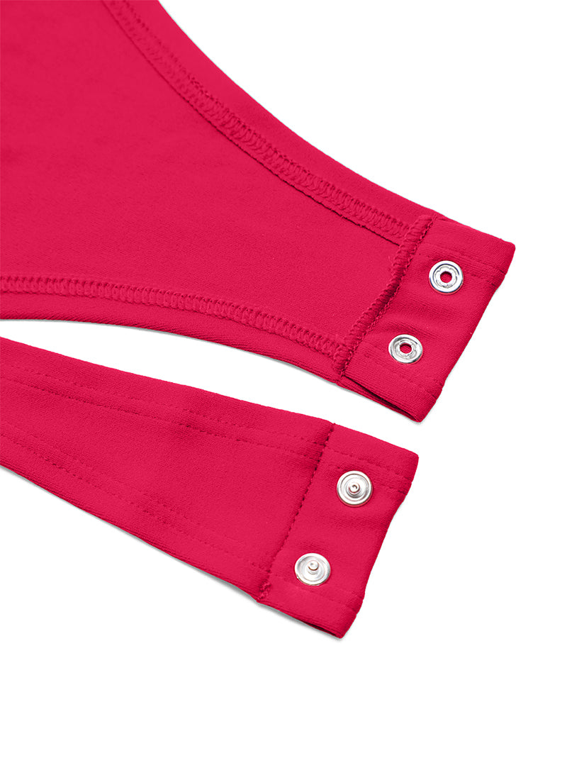 CRZ YOGA - Áo liền thân tập yoga nữ ôm sát, cổ tròn, tay dài, màu Viva Magenta