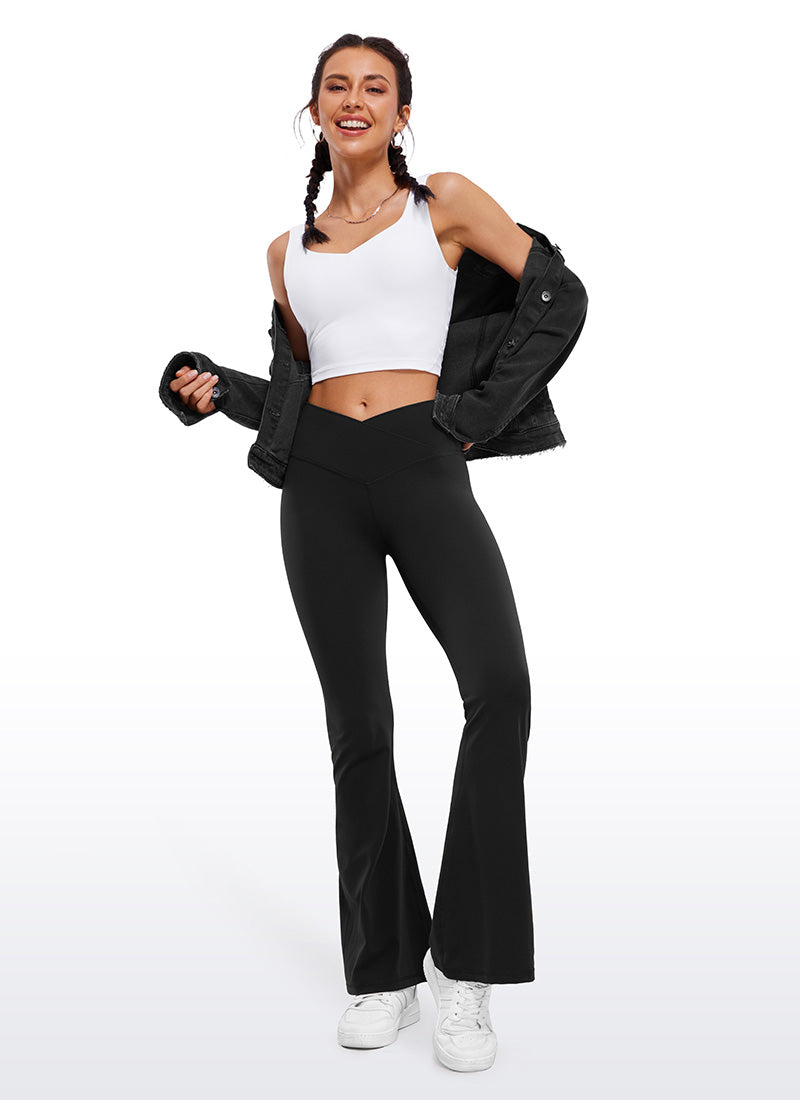 CRZ YOGA Quần legging nữ kiểu chéo chữ V, cạp cao, ống loe, họa tiết “ Butterluxe ” cỡ 29