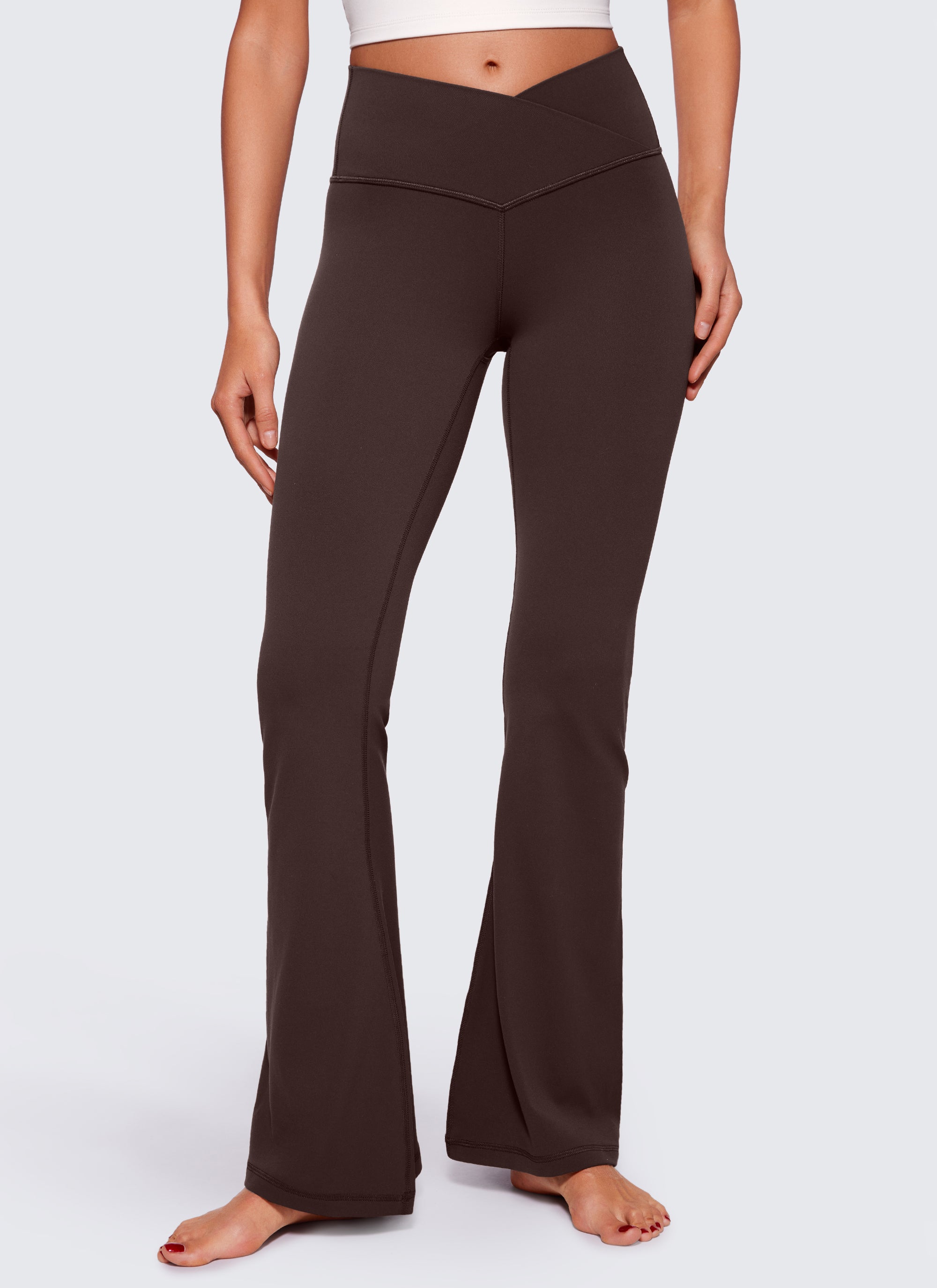 CRZ YOGA Quần legging nữ kiểu chéo chữ V, cạp cao, ống loe, họa tiết “ Butterluxe ” cỡ 29