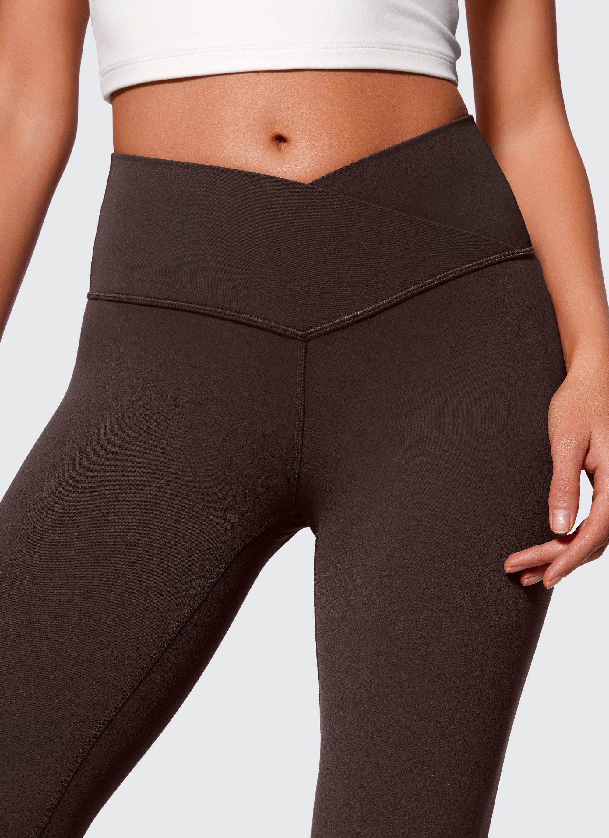 CRZ YOGA Quần legging nữ kiểu chéo chữ V, cạp cao, ống loe, họa tiết “ Butterluxe ” cỡ 29