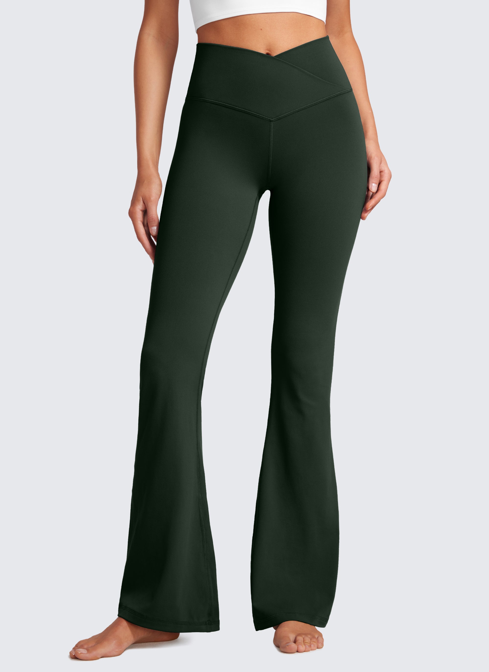 CRZ YOGA Quần legging nữ kiểu chéo chữ V, cạp cao, ống loe, họa tiết “ Butterluxe ” cỡ 29