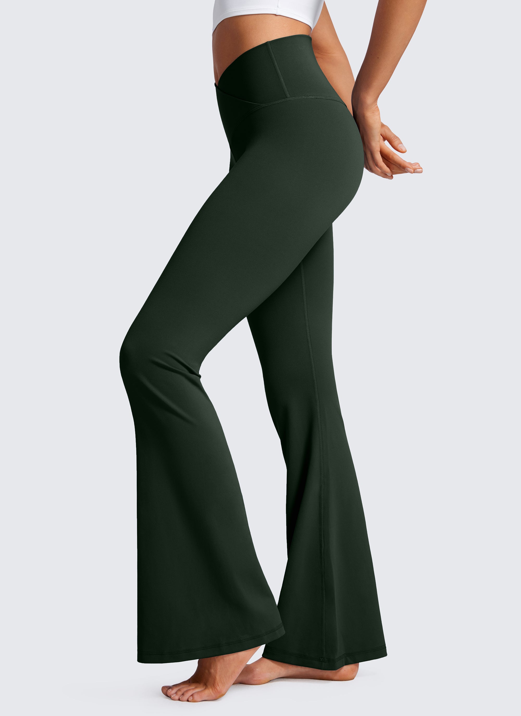 CRZ YOGA Quần legging nữ kiểu chéo chữ V, cạp cao, ống loe, họa tiết “ Butterluxe ” cỡ 29