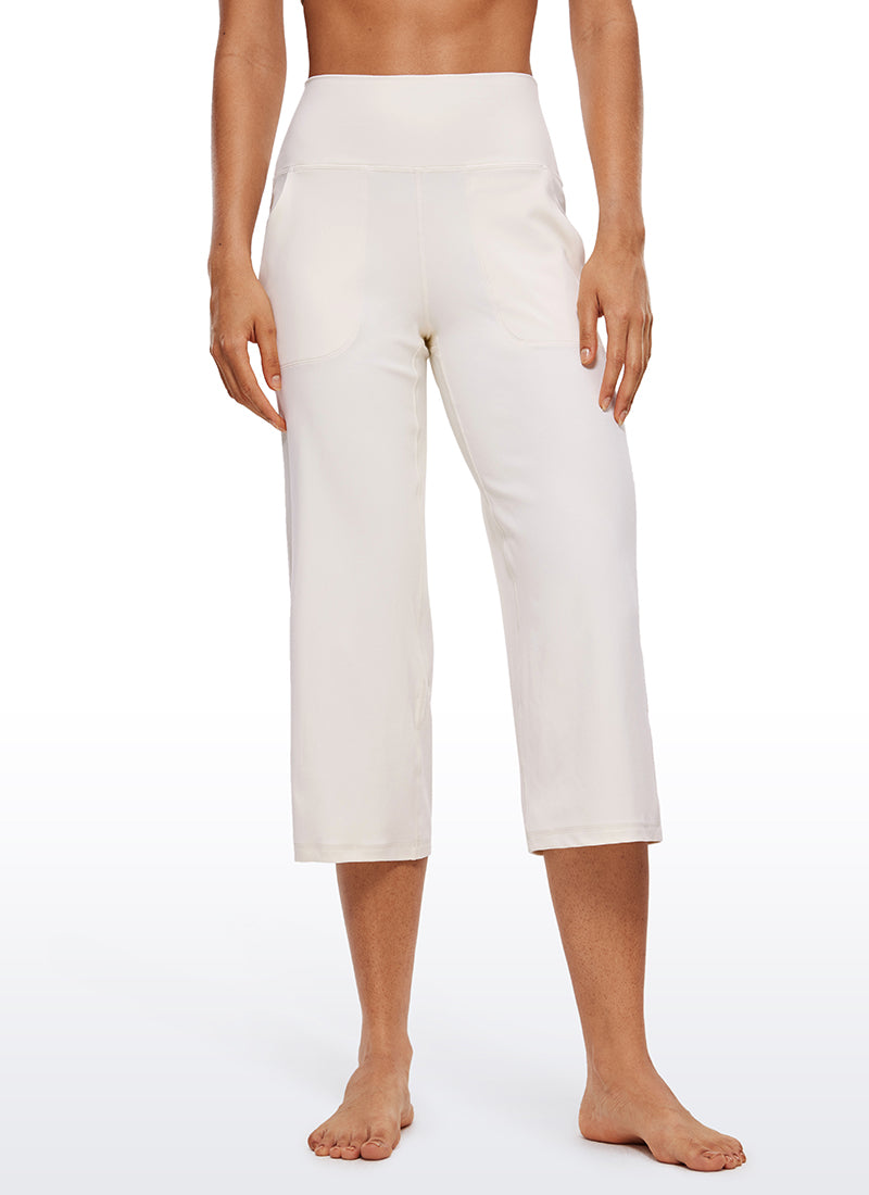 Quần nữ CRZ YOGA kiểu “ Butterluxe ” cạp cao, ống rộng, có túi, cỡ 23 inch, màu trắng-màu mơ