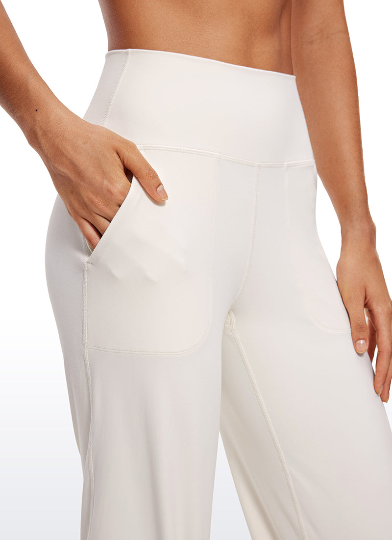 Quần nữ CRZ YOGA kiểu “ Butterluxe ” cạp cao, ống rộng, có túi, cỡ 23 inch, màu trắng-màu mơ