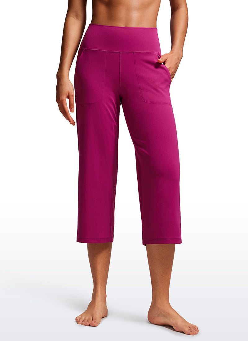 Quần nữ CRZ YOGA kiểu " Butterluxe " cạp cao, ống rộng, có túi, cỡ 23 inch, màu tím magenta