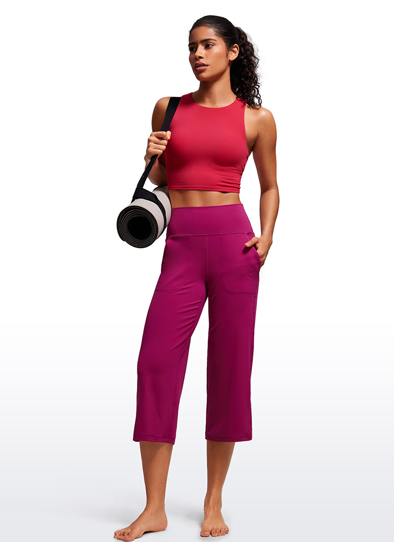 Quần nữ CRZ YOGA kiểu " Butterluxe " cạp cao, ống rộng, có túi, cỡ 23 inch, màu tím magenta