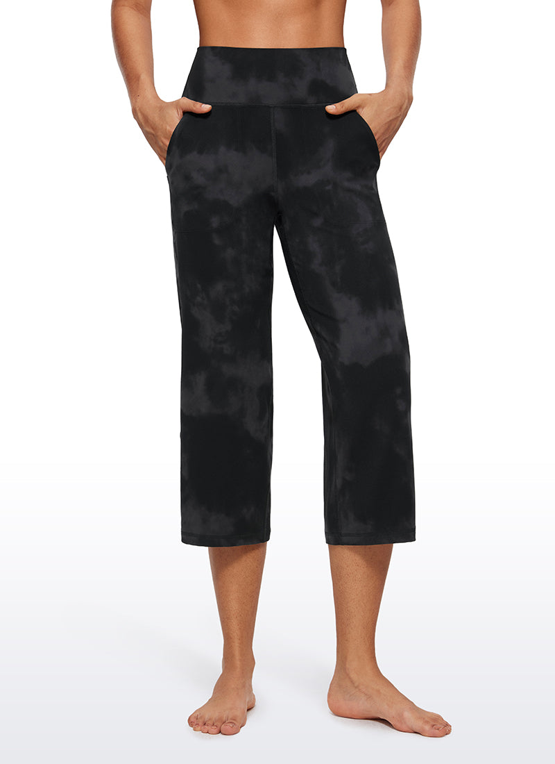 Quần nữ CRZ YOGA kiểu “ Butterluxe ” cạp cao, ống rộng, có túi, dài 23 inch, màu đen, họa tiết hoa tie-dye