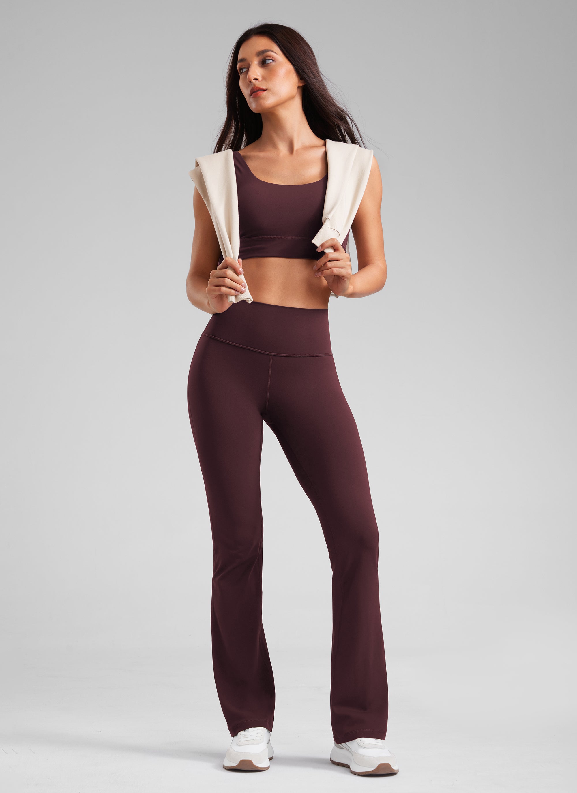 CRZ YOGA Quần legging yoga nữ cạp cao, kiểu ống loe có túi, chất liệu vải thun co giãn ( Butterluxe ), cỡ 29
