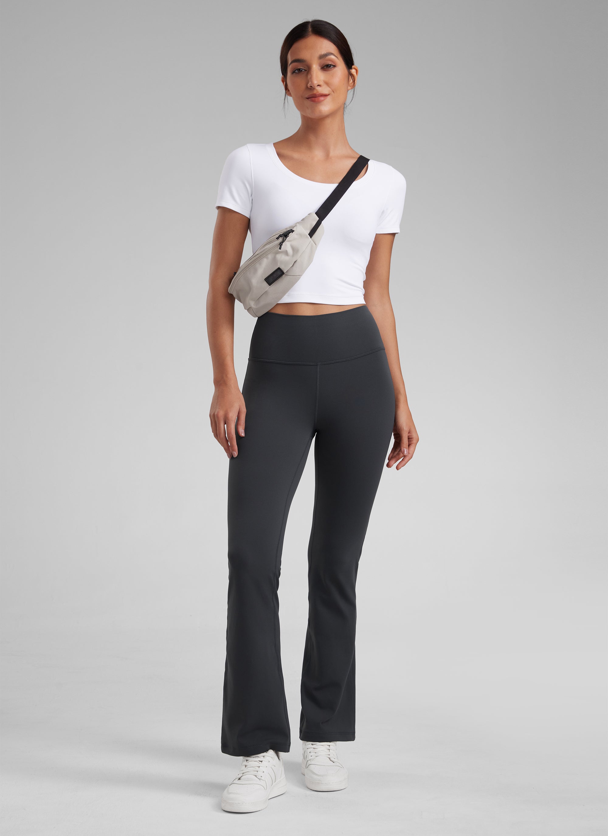 CRZ YOGA Quần legging yoga nữ cạp cao, kiểu ống loe có túi, chất liệu vải thun co giãn ( Butterluxe ), cỡ 29