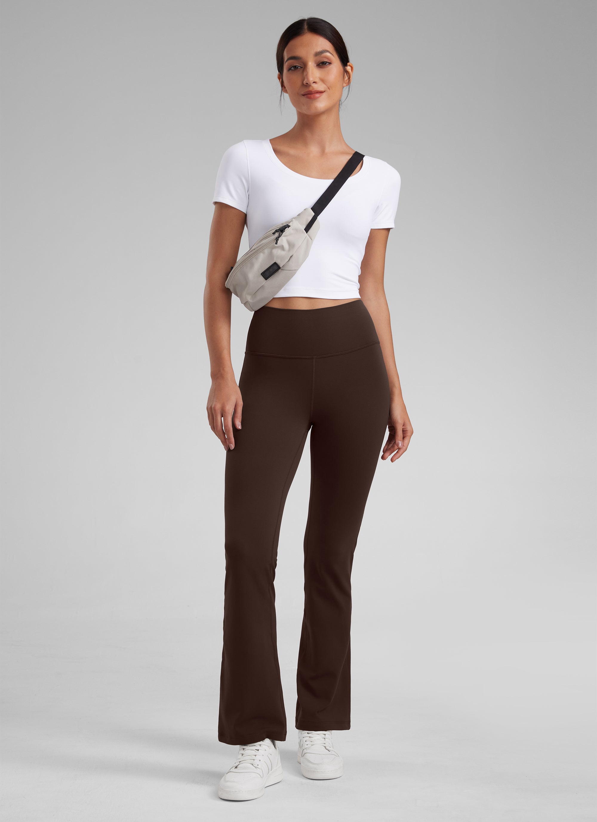 CRZ YOGA Quần legging yoga nữ cạp cao, kiểu ống loe có túi, chất liệu vải thun co giãn ( Butterluxe ), cỡ 29