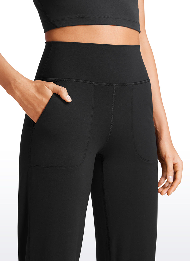 Quần nữ CRZ YOGA kiểu " Butterluxe " cạp cao, ống rộng, có túi, dài 31 inch, màu đen