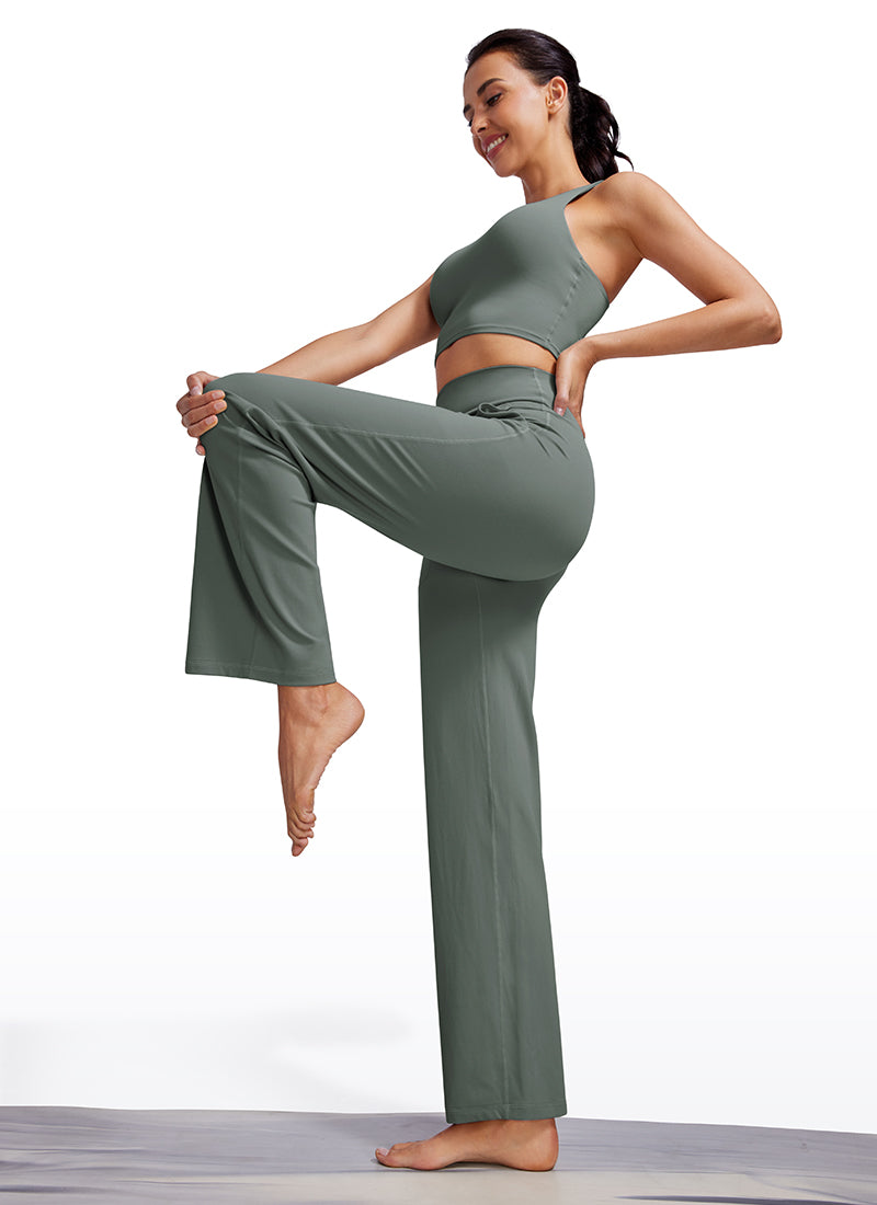 Quần nữ CRZ YOGA kiểu “ Butterluxe ” cạp cao, ống rộng, có túi, chiều dài 31 inch, màu xám Sage