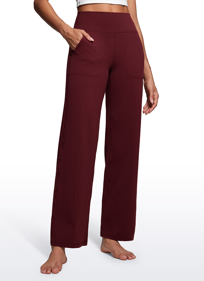Quần nữ CRZ YOGA kiểu “ Butterluxe ” cạp cao, ống rộng, có túi, dài 31 inch, màu đỏ Merlot