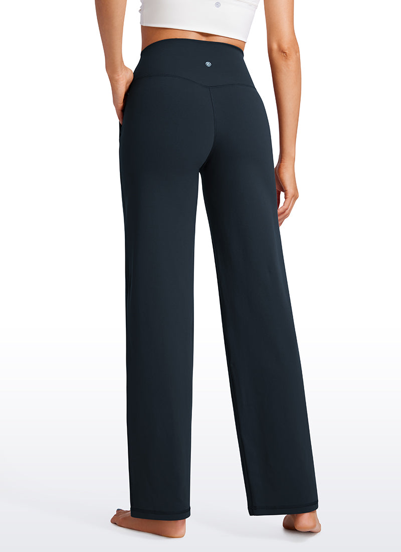 Quần nữ CRZ YOGA kiểu " Butterluxe " cạp cao, ống rộng có túi, cỡ 31'' - Màu xanh navy nguyên bản