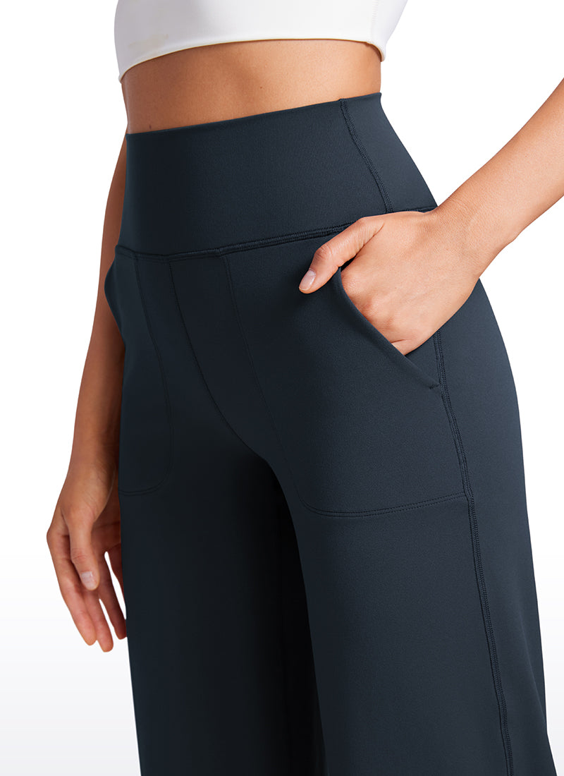 Quần nữ CRZ YOGA kiểu " Butterluxe " cạp cao, ống rộng có túi, cỡ 31'' - Màu xanh navy nguyên bản
