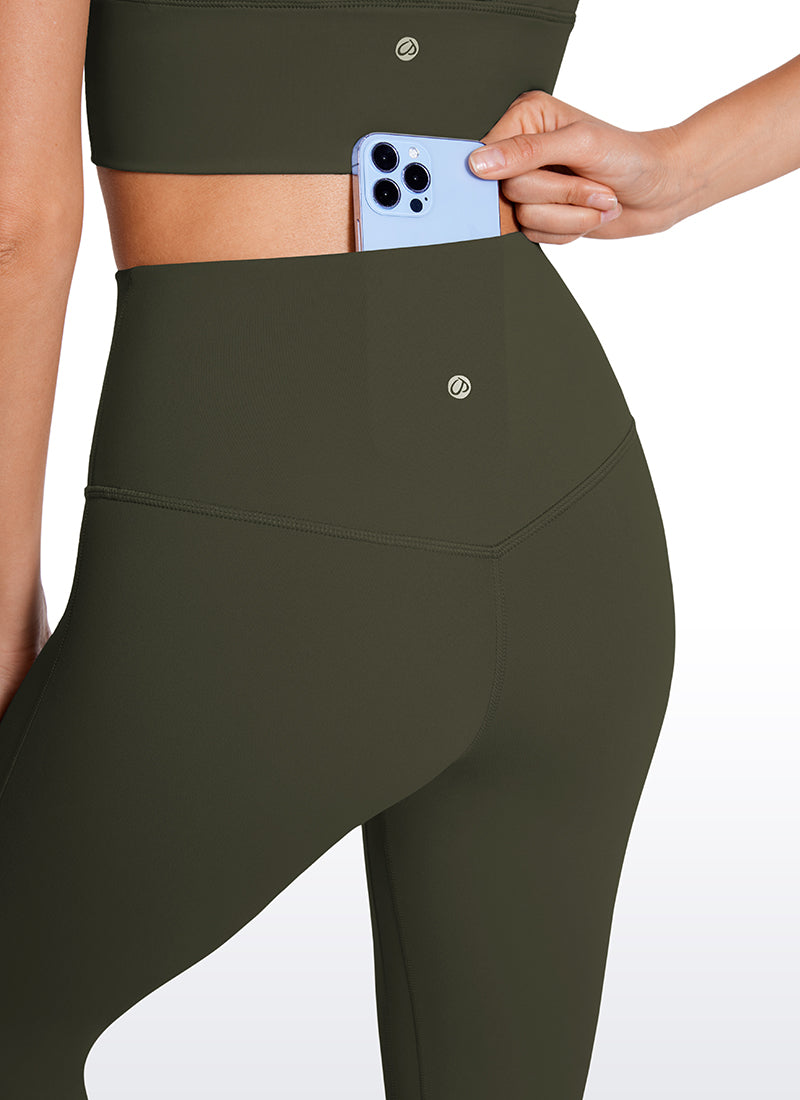 CRZ YOGA Nữ  Quần legging ống loe ngắn có túi, cạp cao, màu Butterluxe , cỡ 32