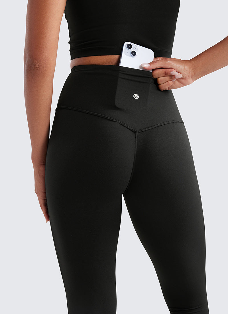 CRZ YOGA Nữ  Quần legging ống loe ngắn có túi, cạp cao, màu Butterluxe , cỡ 33